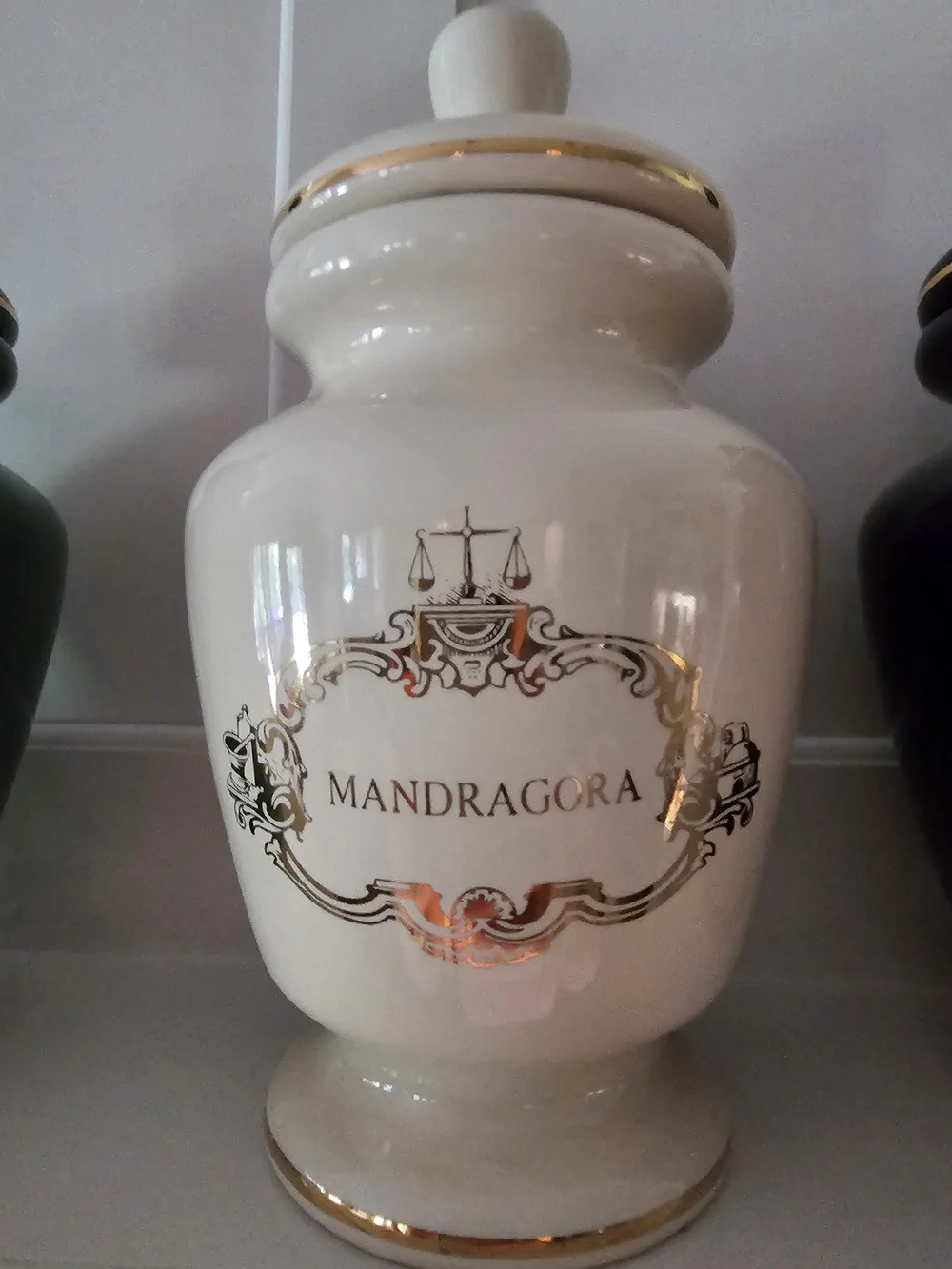 Apothecary Jar with Gold Accents